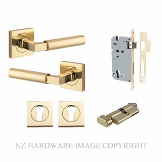 IVER 0410KENTR60KT BERLIN SQUARE ROSE KEY-TURN ENTRANCE LOCK KITSET POLISHED BRASS
