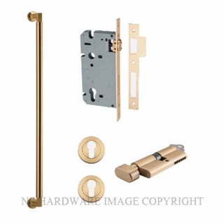 IVER 0491KENTR60KT BERLIN PULL HANDLE LOCK KIT KEY & TURN BRUSHED BRASS