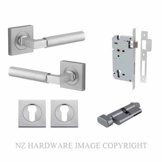 IVER 0415KENTR60KT BERLIN SQUARE ROSE KEY-TURN ENTRANCE LOCK KITSET BRUSHED CHROME