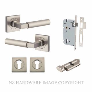 IVER 0419KENTR60KT BERLIN SQUARE ROSE KEY-TURN ENTRANCE LOCK KITSET SATIN NICKEL