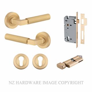 IVER 0453KENTR60KT BERLIN ROUND ROSE KEY-TURN ENTRANCE LOCK KITSET BRUSHED BRASS