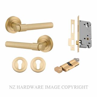IVER 16626KENTR60KT HELSINKI ROUND ROSE KEY-TURN ENTRANCE LOCK KITSET BRUSHED GOLD PVD