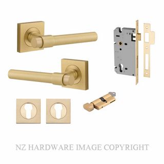 IVER 16204KENTR60KT HELSINKI SQUARE ROSE KEY-TURN ENTRANCE LOCK KITSET BRUSHED GOLD PVD