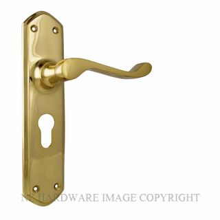 TRADCO 21351E WINDSOR LEVER EURO LOCK UNLACQUERED POLISHED BRASS