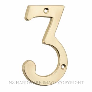 TRADCO 0613 NUMERAL 3 106MM POLISHED BRASS