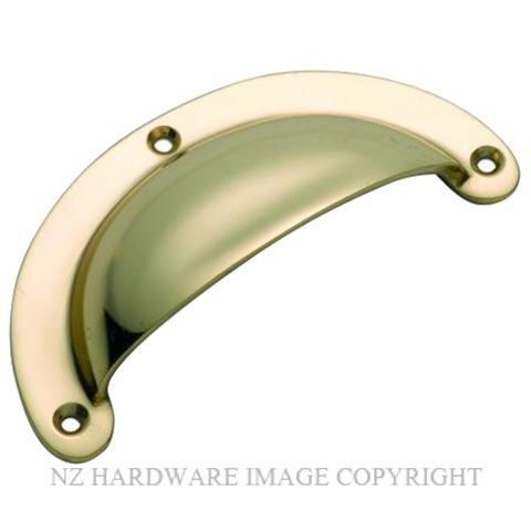 TRADCO 21390 DRAWER PULL PLAIN 100 X 40MM UNLEAQUERED POLISHED BRASS
