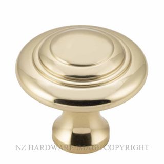 TRADCO 21385 DOMED CUPBOARD KNOB 32MM UNLACQUERED POLISHED BRASS