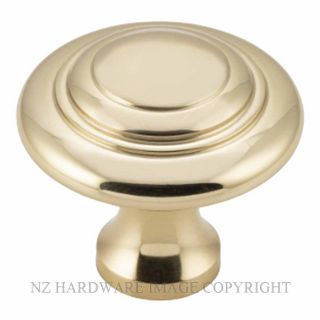 TRADCO 21386 DOMED CUPBOARD KNOB 38MM UNLACQUERED POLISHED BRASS