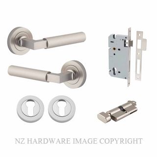 IVER 0359KENTR60KT BRUNSWICK ROUND ROSE KEY-TURN ENTRANCE LOCK KITSET SATIN NICKEL