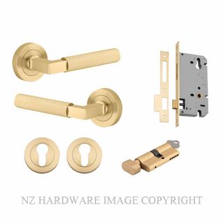 IVER 16261KENTR60KT BRUNSWICK ROUND ROSE KEY-TURN ENTRANCE LOCK KITSET BRUSHED GOLD PVD