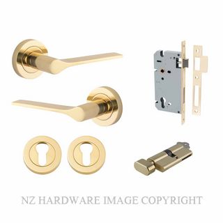 IVER 0360KENTR60KT COMO ROUND ROSE KEY-TURN ENTRANCE LOCK KITSET POLISHED BRASS