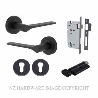 IVER 0363KENTR60KT COMO ROUND ROSE KEY-TURN ENTRANCE LOCK KITSET MATT BLACK