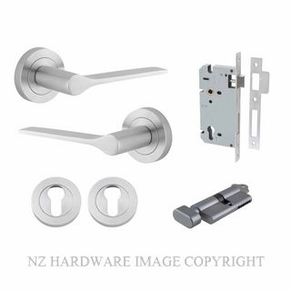 IVER 0365KENTR60KT COMO ROUND ROSE KEY-TURN ENTRANCE LOCK KITSET BRUSHED CHROME