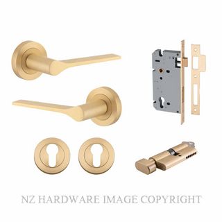 IVER 0455KENTR60KT COMO ROUND ROSE KEY-TURN ENTRANCE LOCK KITSET BRUSHED BRASS