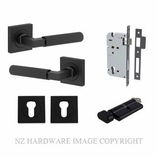 IVER 0423KENTR60KT BRUNSWICK SQUARE ROSE KEY-TURN ENTRANCE LOCK KITSET MATT BLACK