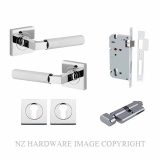 IVER 0424KENTR60KT BRUNSWICK SQUARE ROSE KEY-TURN ENTRANCE LOCK KITSET CHROME PLATE