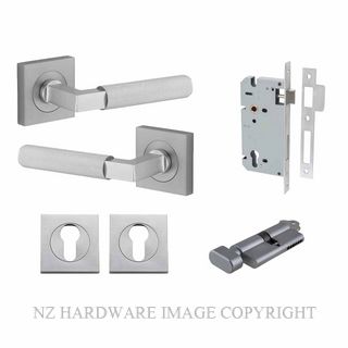 IVER 0425KENTR60KT BRUNSWICK SQUARE ROSE KEY-TURN ENTRANCE LOCK KITSET BRUSHED CHROME
