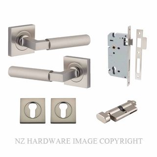 IVER 0429KENTR60KT BRUNSWICK SQUARE ROSE KEY-TURN ENTRANCE LOCK KITSET SATIN NICKEL