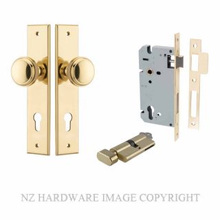 IVER 10321KENTR60KT PADDINGTON CHAMFERED KEY-TURN ENTRANCE LOCK KITSET POLISHED BRASS