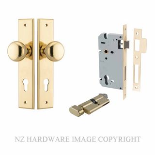 IVER 10446KENTR60KT CAMBRIDGE CHAMFERED KEY-TURN ENTRANCE LOCK KITSET POLISHED BRASS