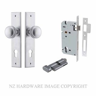 IVER 12331KENTR60KT PADDINGTON CHAMFERED KEY-TURN ENTRANCE LOCK KITSET BRUSHED CHROME