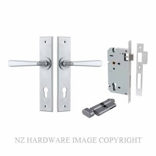 IVER 12380KENTR60KT COPENHAGEN CHAMFERED KEY-TURN ENTRANCE LOCK KITSET BRUSHED CHROME