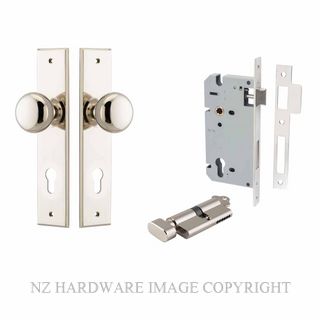 IVER 14446KENTR60KT CAMBRIDGE CHAMFERED KEY-TURN ENTRANCE LOCK KITSET POLISHED NICKEL