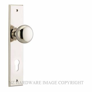 IVER 14446E85 CAMBRIDGE CHAMFERED EURO LEVER ON PLATE POLISHED NICKEL
