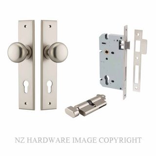 IVER 14946KENTR60KT CAMBRIDGE CHAMFERED KEY-TURN ENTRANCE LOCK KITSET SATIN NICKEL