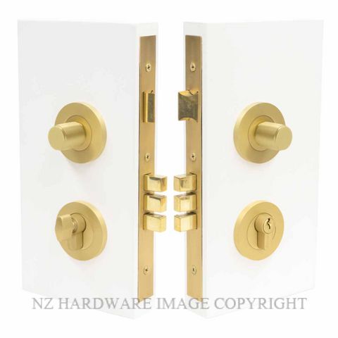 WINDSOR 1550 MSB NIDO DOUBLE TURN LOCK KIT PLAIN MATT SATIN BRASS