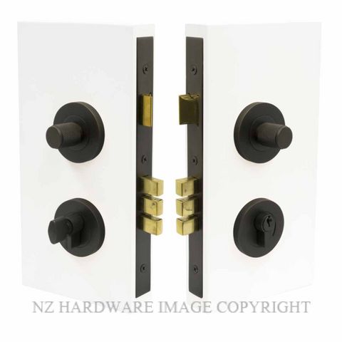 WINDSOR 1551 DRB NIDO DOUBLE TURN LOCK KIT DIAMOND KNURL DARK ROMAN BRASS