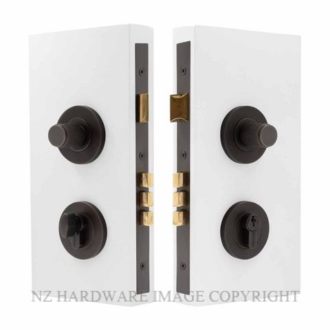 WINDSOR 1552 DRB NIDO DOUBLE TURN LOCK KIT LINEAR KNURL DARK ROMAN BRASS