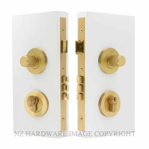 WINDSOR 1552 MSB NIDO DOUBLE TURN LOCK KIT LINEAR KNURL MATT SATIN BRASS