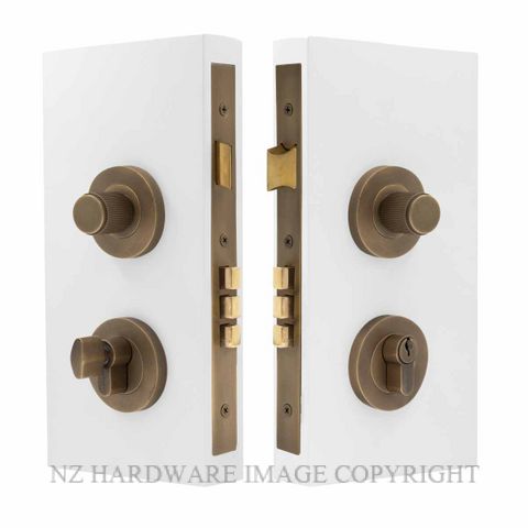WINDSOR 1552 RB NIDO DOUBLE TURN LOCK KIT LINEAR KNURL ROMAN BRASS