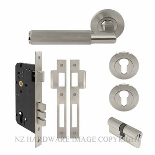 WINDSOR 8469 BN NIDO LUMINA LINEAR KNURL ROUND ROSE ENTRANCE SET K/K BRUSHED NICKEL