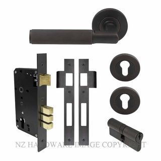 WINDSOR 8469 DRB NIDO LUMINA LINEAR KNURL ROUND ROSE ENTRANCE SET K/K DARK ROMAN BRASS