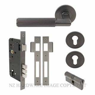 WINDSOR 8469 GN NIDO LUMINA LINEAR KNURL ROUND ROSE ENTRANCE SET K/K GRAPHITE NICKEL