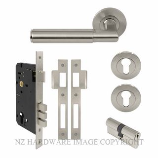 WINDSOR 8470 BN NIDO LUMINA PLAIN ROUND ROSE ENTRANCE SET K/K BRUSHED NICKEL