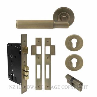 WINDSOR 8469 RB NIDO LUMINA LINEAR KNURL ROUND ROSE ENTRANCE SET K/K ROMAN BRASS