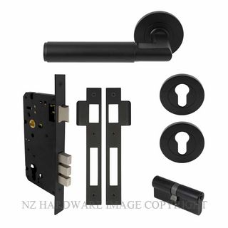 WINDSOR 8470 BLK NIDO LUMINA PLAIN ROUND ROSE ENTRANCE SET K/K MATT BLACK
