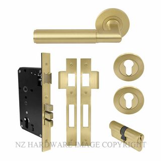 WINDSOR 8470 MSB NIDO LUMINA PLAIN ROUND ROSE ENTRANCE SET K/K MATT SATIN BRASS
