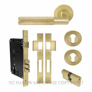 WINDSOR 8471 MSB NIDO LUMINA DIAMOND KNURL ROUND ROSE ENTRANCE SET K/K MATT SATIN BRASS