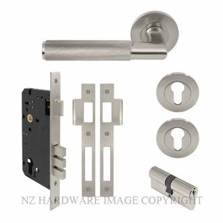 WINDSOR 8471 BN NIDO LUMINA DIAMOND KNURL ROUND ROSE ENTRANCE SET K/K BRUSHED NICKEL