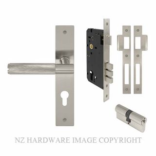 WINDSOR 8478 BN NIDO VERGE DIAMOND KNURL LONG PLATE ENTRANCE SET K/K BRUSHED NICKEL