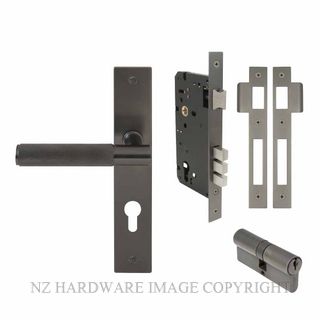 WINDSOR 8478 GN NIDO VERGE DIAMOND KNURL LONG PLATE ENTRANCE SET K/K GRAPHITE NICKEL