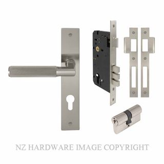 WINDSOR 8480 BN NIDO LUMINA LINEAR KNURL LONG PLATE ENTRANCE SET K/K BRUSHED NICKEL