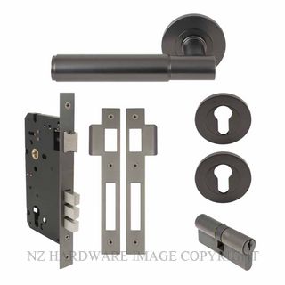WINDSOR 8472 GN NIDO VERGE PLAIN ROUND ROSE ENTRANCE SET K/K GRAPHITE NICKEL
