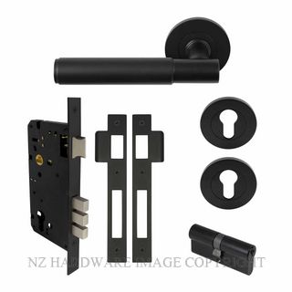 WINDSOR 8472 BLK NIDO VERGE PLAIN ROUND ROSE ENTRANCE SET K/K MATT BLACK