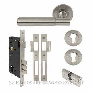 WINDSOR 8472 BN NIDO VERGE PLAIN ROUND ROSE ENTRANCE SET K/K BRUSHED NICKEL