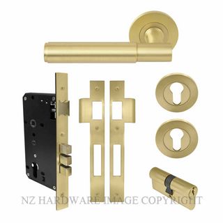 WINDSOR 8472 MSB NIDO VERGE PLAIN ROUND ROSE ENTRANCE SET K/K MATT SATIN BRASS